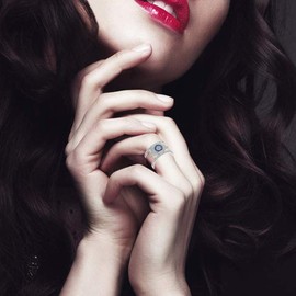 Uloveido Anillo de circonita cúbica de Ojo Malvado Azul Chapado en rodio, Regalos de cumpleaños para Mujeres y niñas Y325B (Talla 8)