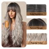 Allbell Long Curly Wavy Ash Gray Blonde Wig with Bangs