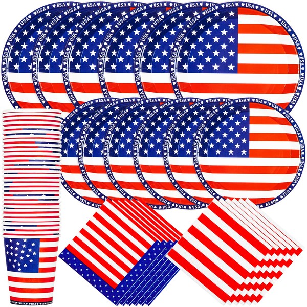 150Pcs American Independence Day Party Supplies, Disposable Napkins Paper Plates