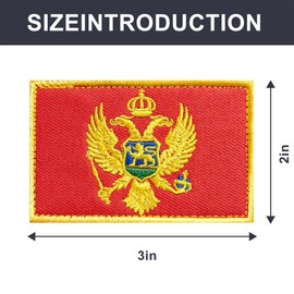 JBSJBS - Parches bordados de la bandera de Montenegro, parches de banderas de Montenegro, parches tácticos militares (2 unidades)