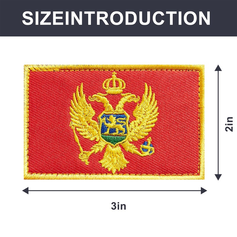 JBSJBS - Parches bordados de la bandera de Montenegro, parches