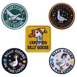 FITZNORA Funny Goose Patch 5 Pack, Hook and Loop Silly Goose on The Loose Collection, Cute Animal Meme Morale Patch for Backpacks, Vest Harnesses, Hats