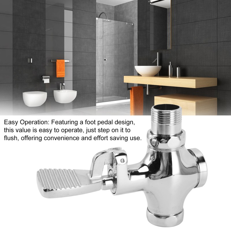 Toilet Foot Pedal Flush Valve Brass Non Slip Easy To