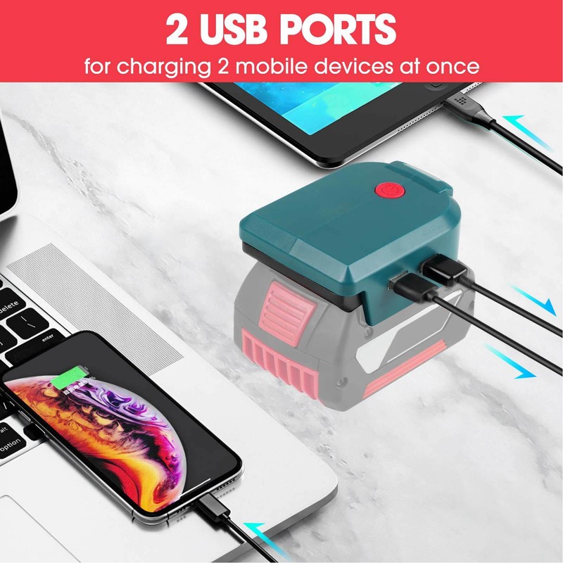 Battery Power Adapter Power Tool 2 USB LED Mobile Lights