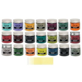 Tim Holtz Ranger Embossing Glaze Bundle - 21 Favorites Color Collection Distress Embossing Glaze Jars - with Trebbies Detail Sticks