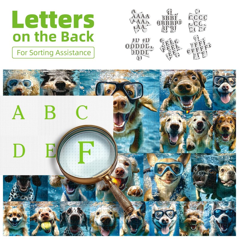 Underwater Dogs Jigsaw Puzzles 1000 Pieces for Adults Funny Cute