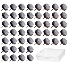 VZU Felt Gliders Nail Set, Diameter 20 mm Felt Gliders Screws, Round Felt Gliders for Chairs, 5.5 mm Felt Thickness, Includes Plastic Box, Parquet Protectors for Wood, Laminate, Tiles