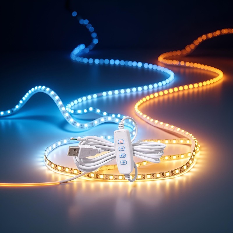 White DC5V USB LED Dimmer Extension Cable with On/Off Switch