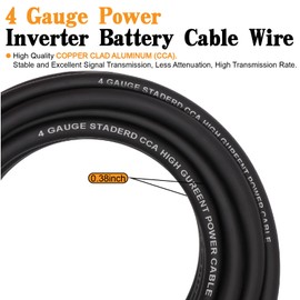 Taukealugs AWG 4 Gauge Wire Copper Clad Aluminum CCA 50FT Black/Red with 4ga lugs,10-in Cable Cutter and Heat Shrink Tube - Battery Power/Ground Cable,Car Audio Speaker,RV Trailer Amp Wiring kit