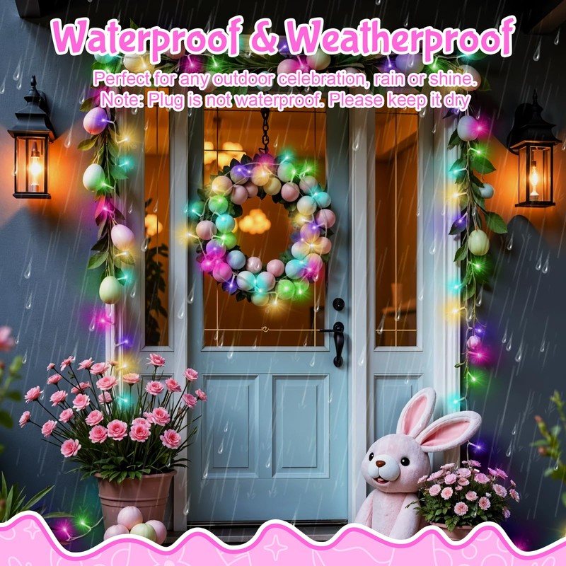 cshare Easter String Lights, Pastel Easter Lights Plug in with