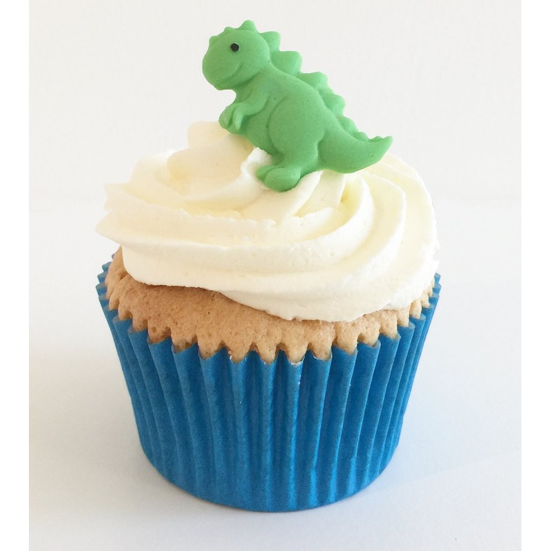 Holly Cupcakes 6 Mixed Colour Sugar Dinosaurs- edible & handmade