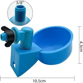 3Pcs Automatic Poultry Waterer 3/8 Inch Thread Filling Waterer Cups Chicken Drinking Bowl Feeder for Ducks, Birds, Quail, Hen, Rooster (Blue)