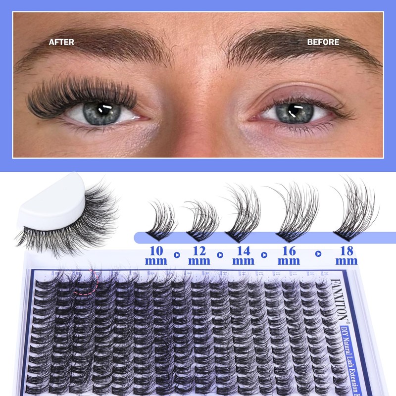 FANXITON Natural Lash Extension Kit D Lash Clusters 288 pcs