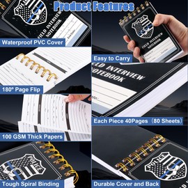 Police Field Interview Notebook, Public Safety Police Report Notepad for Accidents & Incident Reports, Law Enforcement Incident Report Notepads,EDC Officer Notebook with Spiral