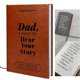 Great Gift For Dad;Dad, I Want To Hear Your Story: Father's Day Gift Wrapping Hardcover Genuine Leather, Black Gold Foil Lettering, Ribbon Bookmark Gold Gilded Page Edges,Father's autobiography