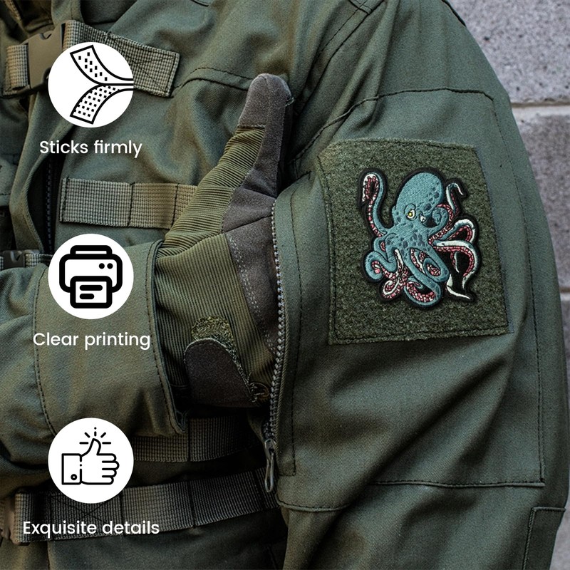 Patches for Backpacks,Octopus Patches Embroidered Tactical Patches, Military Style Hook