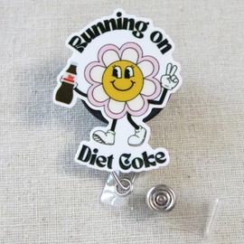 Cute Running on Caffeine Badge Reel, Funny ID Badge Holder, Sarcastic Badge Clip, Trendy Office Badge Accessory, Nurse Appreciation Gift, Teacher Thank You Gift, Coffee Lover Badge Reel, Fun Work Lanyard
