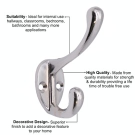 EAI Hat Coat & Robe Hook - Polished Chrome - Pack of 4