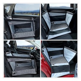 XenofLStry Dog Car Seat Car Pet Seat Stable Carriers Dog Accessories Safe Portable Puppy Travel Baskets Mesh Protector Waterproof Outdoor Pet Supplies(Gray)