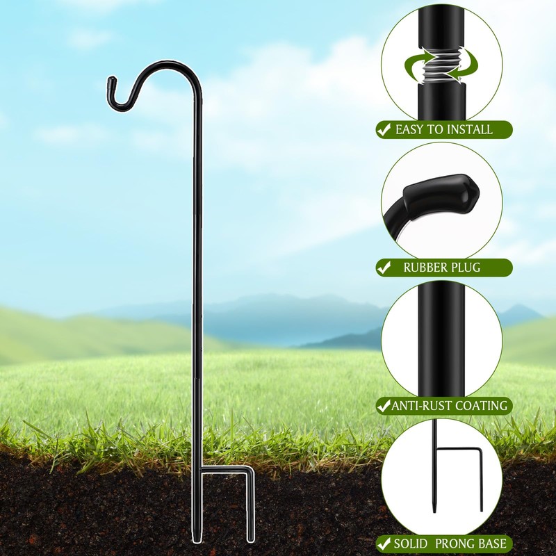Yetene 4 Pcs 24 Inch Shepherds Hook for Outdoor Adjustable