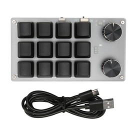 Mini Keypad Knob Design Red Switch Dual Mode Plug and Play Mechanical Programmable Keypad for Gaming Office Media 12 Keys with 2 Knobs