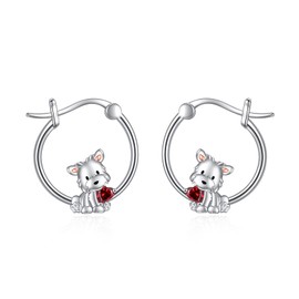 Dog Earrings 925 Sterling Silver Cute Dog Hoop Earrings Jewellery Gift for Women Girls Animal Huggie Earrings for Teens
