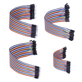 4 Pcs Breadboard Jumper Ribbon Cables Kit, 20cm+15cm Multicolored Dupont Wire, 40Pin Male to Female, 40Pin Male to Male, 40Pin Female to Female, Ribbon Cable Connector Compatible With Arduino Projects