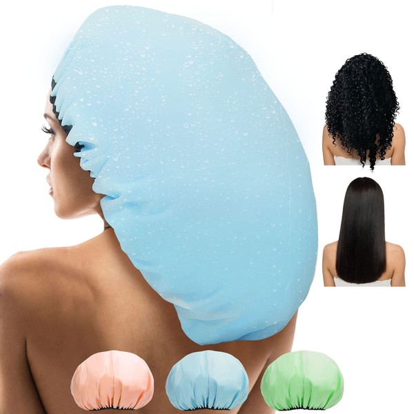 Sheomern 3 Pcs 16.5" Super Extra Large Shower Cap, Reusable