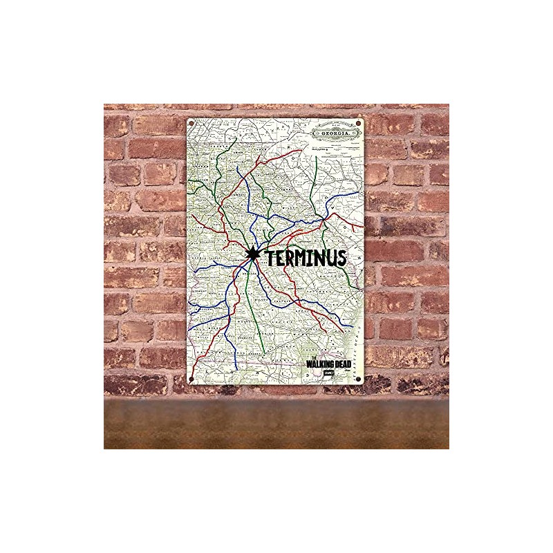 The Walking Dead Terminus Map Premium Metal Sign