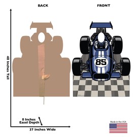 Cardboard People Blue Race Car Stand-in Life Size Cardboard Cutout Standup