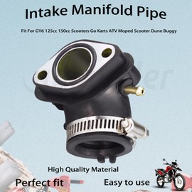 Amavoler GY6 125cc 150cc Carburetor Intake Manifold Pipe Aftermarket Replacement Parts Fits For 152QMI 157QMJ Engine Chinese Scooter Moped ATV Go-Kart. (1 Pcs)