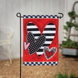 Evergreen Flag Patterned Heart Valentines Day Garden Flag 12x18 Double Sided | Small Welcome Garden Flags For Outside | Love House Flag Décor for Yards Porch