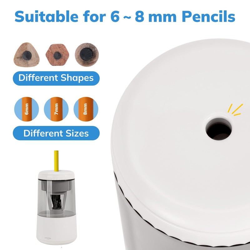 Umimile Fully Automatic Pencil Sharpener - Hands-Free Electric Pencil Sharpener