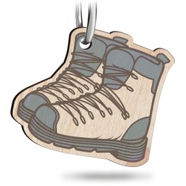 Wanderer Geschenk - Wanderschuhe Schlüsselanhänger handgemacht aus Holz, Glücksbringer, Outdoor Geschenk, Bergsteigen, Wanderlust, Sport Geschenk, Spazierengehen