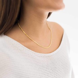 MATERIA K70 3 mm Unisex 925 Sterling Silver Gold Plated Curb Chain Necklace with Diamond Coating, 40 - 80 cm, with Box, Gold-Plated Silver