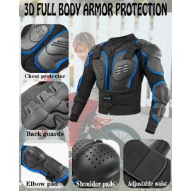 Kids Motorcycle Jakcet-Dirt Bike Gear,Youth Motocross Armor Suit,Back Chest Eblow Protection Snowing Skateboard MTB ATV