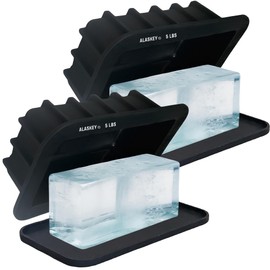 Alaskey® Extra Large Ice Block Mold 5 lbs With Lid (2-Pack) | Create Perfect Ice Bricks | Professional Silicone Mold for Crafting Giant Ice Cubes, Ideal for Ice Baths, Coolers, Bartender Accessories