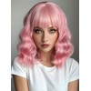 Fancy Hair Pink Wavy Bob Wig Short Wavy Wig with