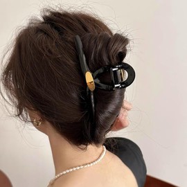 Aurakoi Hair Clip, 5.1 inches (13 cm), Large, Secure, Hair Clip, Hair Accessory, Hair Arrangement, Bath, Simple, Hair Clip, Women's, Korean Style, Cute, Plastic, Lightweight, Gold Fittings, Hair