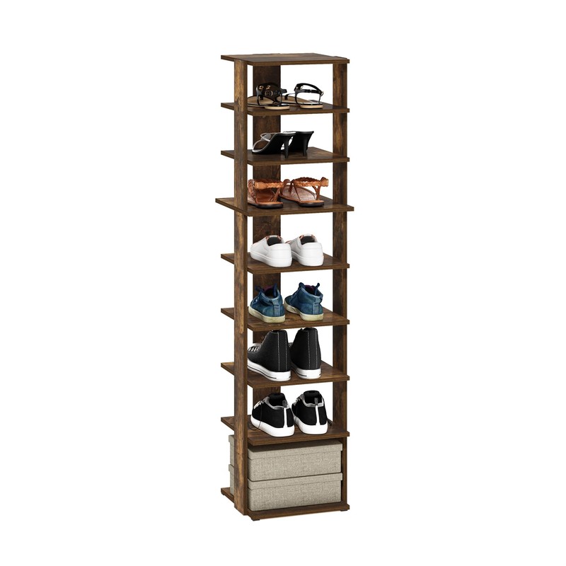 Furinno Compact 9-Tier Vertical Space Saving Free Standing Shoe Tower,