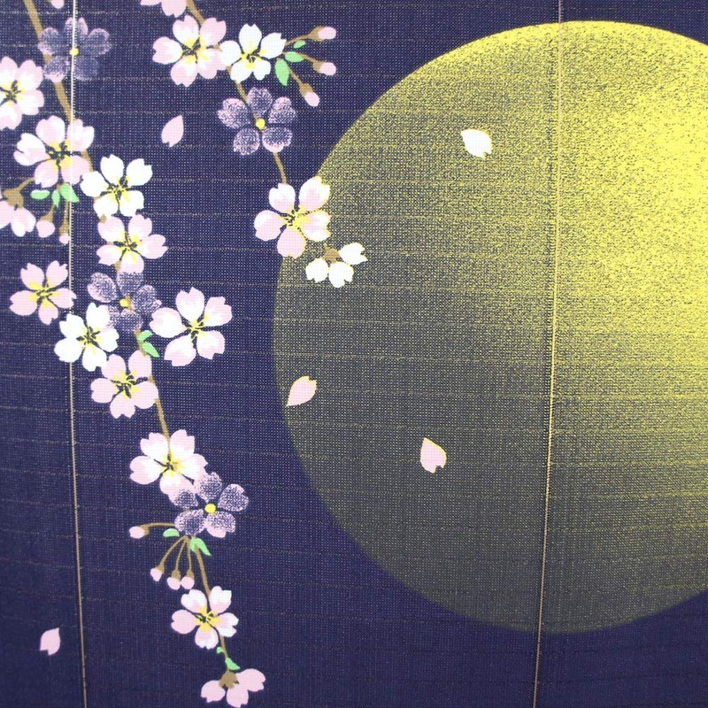 Noren Workshop 2107 Noren Cherry Blossom Moon Japanese Style Tapestry,