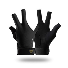 Billiard Glove for Left Hand - Durable, Comfortable, Adjustable Fit, Breathable Fabric, Smooth Cue Stroke, Suitable for Pool, Snooker (Black)