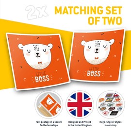 Square Stickers (Set of 2) 7.5cm - Little Boss Polar Bear Animal Kids Laptop Tablet Luggage Scrapbook #14781