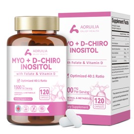 Inositol Supplement for Women with Ratio Myo-Inositol 1500mg & D-Chiro Inositol 37.5mg per Serving - Ideal 40:1 Ratio, Vitamin B8 Inositol Capsules with Folate&VIT D3 for Hormones & Ovarian, 120 Caps