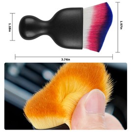 Blilo Car Interior Detailing Brush with Dust Cover, Auto Soft Hair Cleaning Brushes, Scratch Free Curved Dirt Collectors, for Vehicle Dashboard Air Conditioner Vents Leather(Red/Blue)