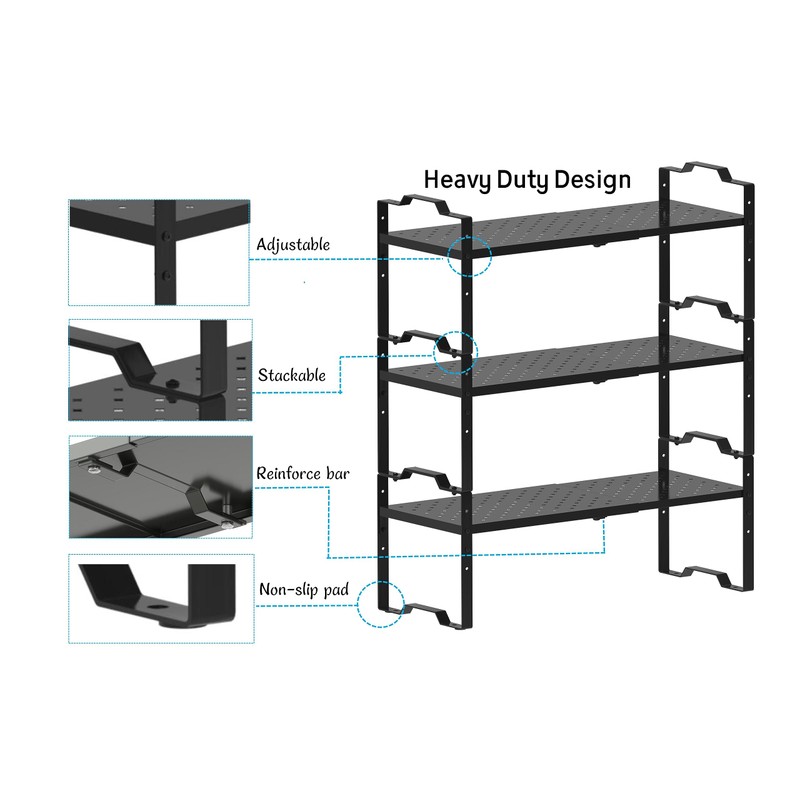 Jojocross Expandable Shelf Cabinet Organizer Adjustable Stackable Spice Rack at