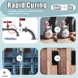 Epoxy Putty, 200g Epoxy Filler, 2 Part Epoxy Metal Putty, Plastic, Glass, Ceramic Sink Crack Repair for Fast Repair and Bonding, Heat Resistant & Waterproof (Grey)