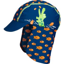 Playshoes Boy's UV Sun Protection Swim Cap, Sun Hat Crocodile, Blue (Navy), Large (Manufacturer Size: 53cm)