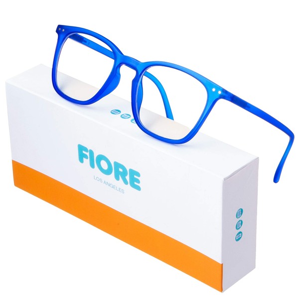 Fiore Blue Light Blocking Glasses for Men and Women | Reading and Gaming Computer Glasses with Anti-Glare Light Protection (Royal Blue)