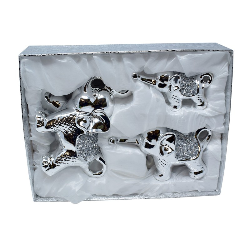 Amazing Gift Crystal Crown Set of 3 Crushed Diamond Elephant